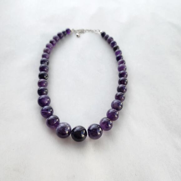 Jay King Signed Amethyst Sterling Silver 925 Large Beaded Necklace New Purple - Picture 2 of 9